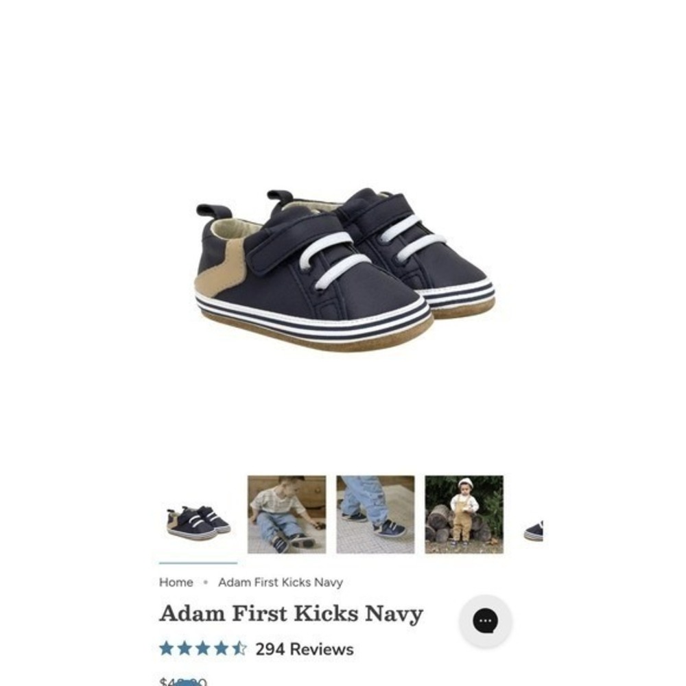 Robeez Adam First Kicks Navy 2 years NIB Wide Toe Box Flexible Barefoot NEW‎